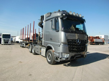 Houttransport, Kraanwagen Mercedes-Benz Actros 3363 6x4 Holzkomplettzug+ Doll Auflieger BJ 2023: afbeelding 3