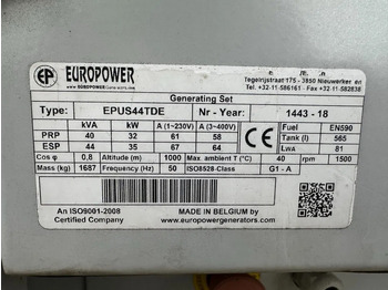 Industrie generator Europower EPUS44TDE Kubota Leroy Somer 44 kVA Supersilent Rental generatorset: afbeelding 5