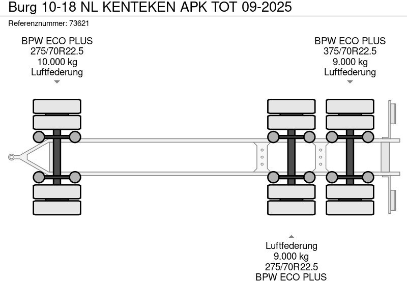 Containertransporter/ Wissellaadbak aanhangwagen Burg 10-18 NL KENTEKEN APK TOT 09-2025: afbeelding 19