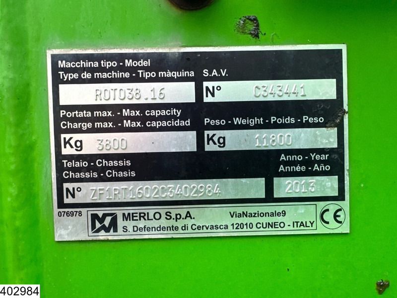 Verreiker Merlo 38 16 4X4, 75 KW, H 15,7 mtr, 3800 KG: afbeelding 9