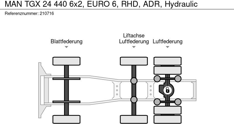 Trekker MAN TGX 24 440 6x2, EURO 6, RHD, ADR, Hydraulic: afbeelding 10